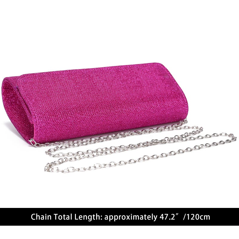 Outrip Women's Evening Bag Clutch Purse Glitter Party Wedding Handbag with Chain (Rose) - Image 4